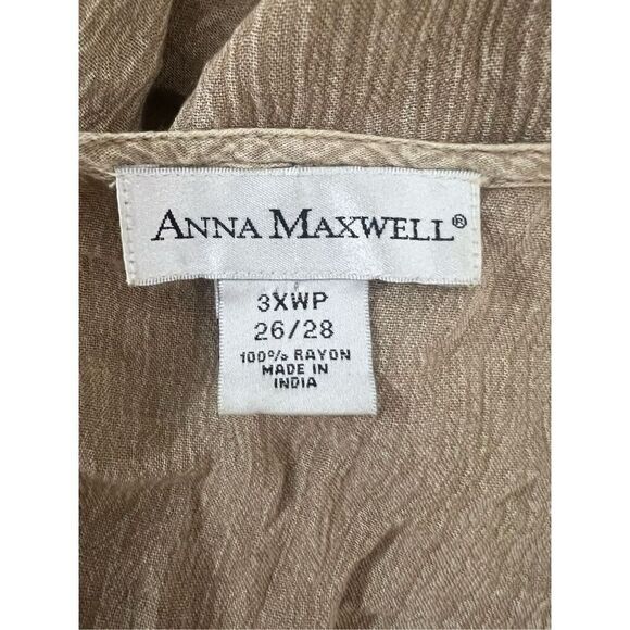 Anna Maxwell Brown Sequined Shift Long Dress Plus Size 3XWP Short Sleeve Boho - Picture 7 of 11